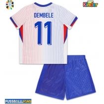 Frankreich Ousmane Dembele #11 Auswärts Trikotsatz Kinder EM 2024 Kurzarm (+ Kurze Hosen)